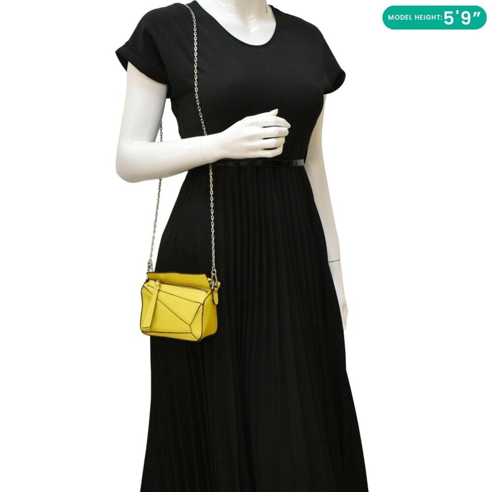 LOEWE Nano Puzzle Leather Shoulder Bag Yellow - Picture 2 of 13